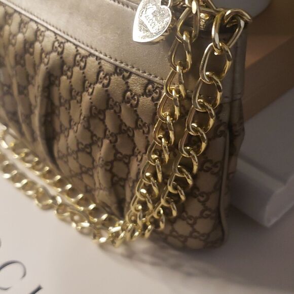Gucci Vintage GG Monogram Gold Leather Mini Shoulder Bag - Picture 8 of 17